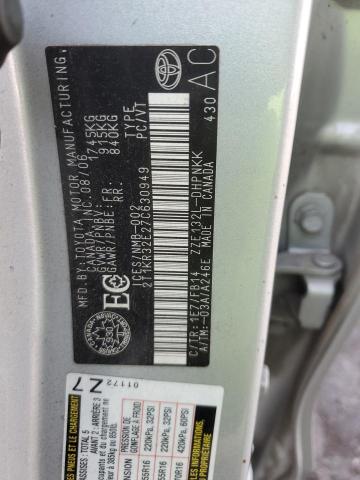 2T1KR32E27C630949 - 2007 TOYOTA COROLLA MA XR SILVER photo 12