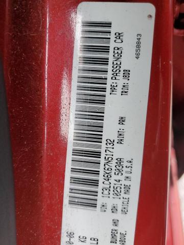 1C3LC46K67N517132 - 2007 CHRYSLER SEBRING RED photo 12