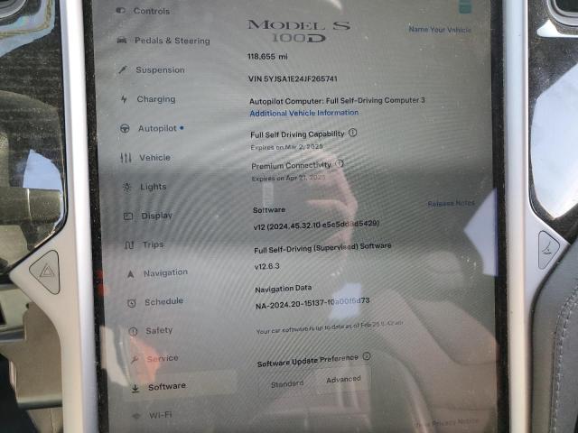 5YJSA1E24JF265741 - 2018 TESLA MODEL S SILVER photo 9