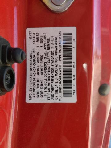 2HGFC3A54HH752998 - 2017 HONDA CIVIC SI RED photo 12