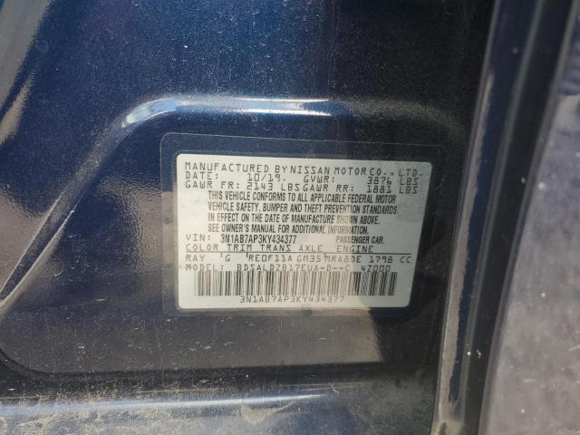 3N1AB7AP3KY434377 - 2019 NISSAN SENTRA S BLUE photo 13