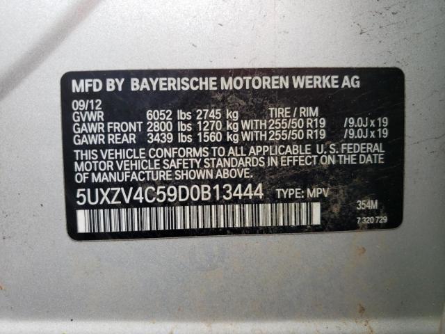 5UXZV4C59D0B13444 - 2013 BMW X5 XDRIVE35I SILVER photo 10