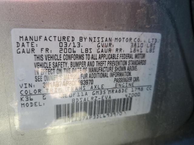 3N1AB7AP3DL693970 - 2013 NISSAN SENTRA S GRAY photo 12