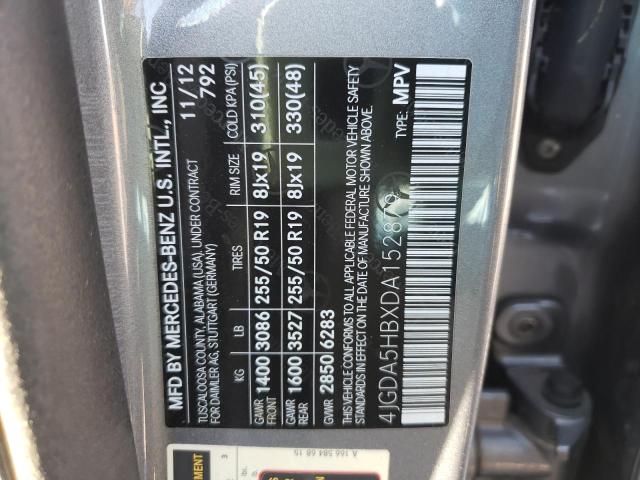 4JGDA5HBXDA152879 - 2013 MERCEDES-BENZ ML 350 4MATIC SILVER photo 13