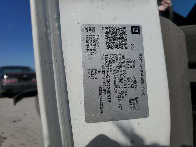 1GAZGPFG6K1288418 - 2019 CHEVROLET EXPRESS G3 LT Weiß Foto 13