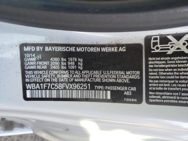WBA1F7C58FVX96251 - 2015 BMW 228 XI SILVER photo 12