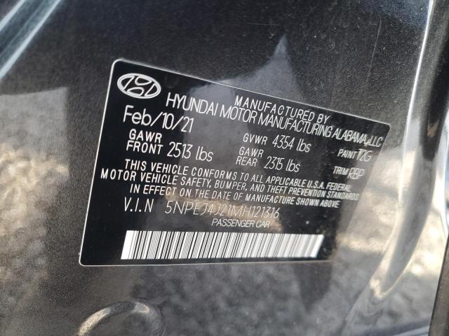 5NPEJ4J21MH121316 - 2021 HYUNDAI SONATA SEL PLUS GRAY photo 12