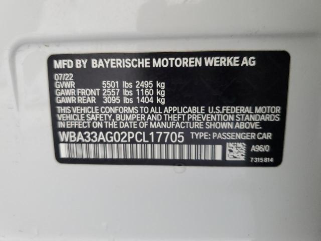 WBA33AG02PCL17705 - 2023 BMW 530E WHITE photo 12