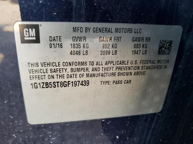 1G1ZB5ST8GF197439 - 2016 CHEVROLET MALIBU LS CHARCOAL photo 12