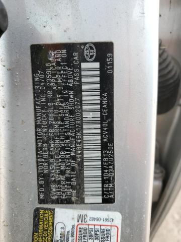 4T4BE46K17R002077 - 2007 TOYOTA CAMRY CE SILVER photo 12