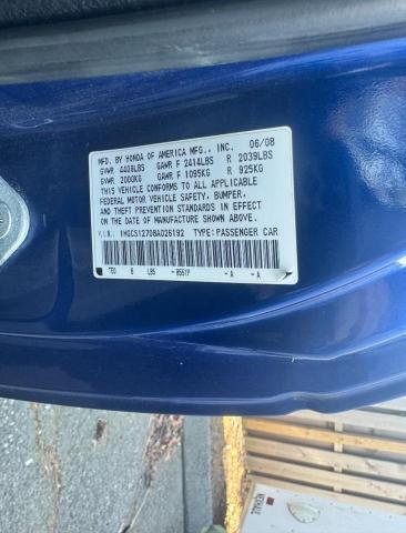 1HGCS12708A026192 - 2008 HONDA ACCORD EX BLUE photo 10