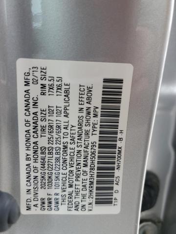 2HKRM3H78DH506795 - 2013 HONDA CR-V EXL SILVER photo 12