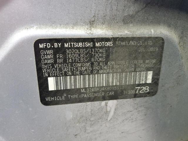 ML32A5HJ4KH015933 - 2019 MITSUBISHI MIRAGE LE SILVER photo 12