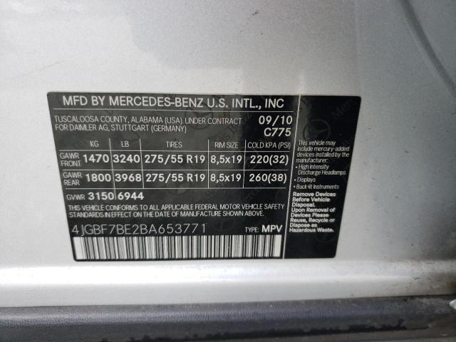 4JGBF7BE2BA653771 - 2011 MERCEDES-BENZ GL 450 4MATIC SILVER photo 14