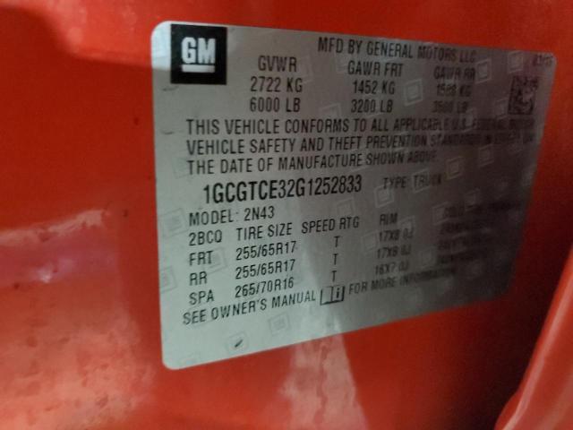 1GCGTCE32G1252833 - 2016 CHEVROLET COLORADO LT RED photo 13