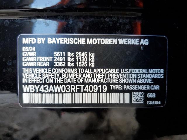 WBY43AW03RFT40919 - 2024 BMW I4 EDRIVE 35 BLACK photo 12