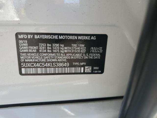 5UXCX4C54KLS38649 - 2019 BMW X7 XDRIVE50I WHITE photo 13