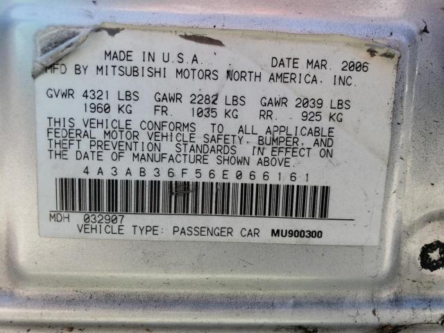 4A3AB36F56E066161 - 2006 MITSUBISHI GALANT ES MEDIUM SILVER photo 12