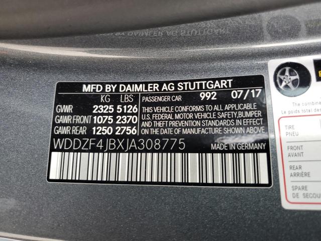 WDDZF4JBXJA308775 - 2018 MERCEDES-BENZ E 300 GRAY photo 13