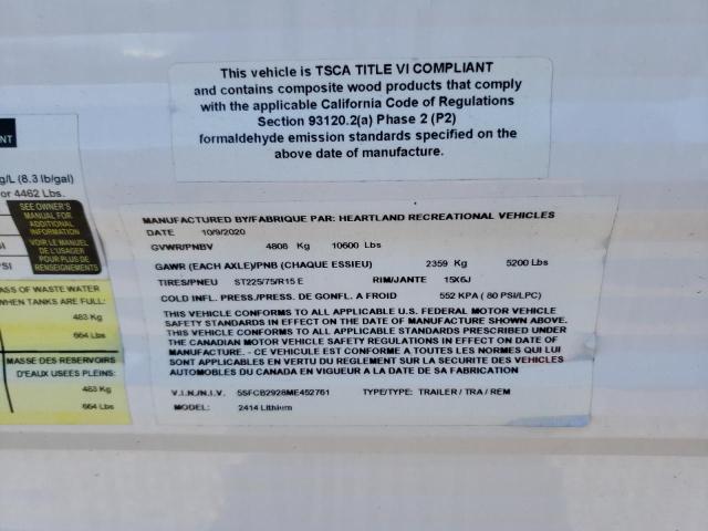 5SFCB2928ME452761 - 2021 HEARTLAND LITHIUM Boz foto 10