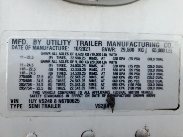 1UYVS2488N6700625 - 2022 UTILITY TRAILER ORANGE photo 10