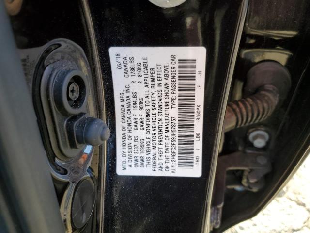 2HGFC2F59JH578757 - 2018 HONDA CIVIC LX BLACK photo 12