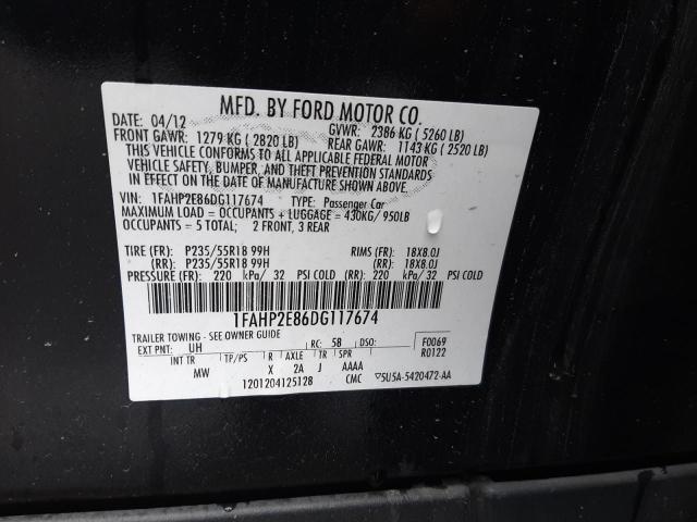 1FAHP2E86DG117674 - 2013 FORD TAURUS SEL GRAY photo 12