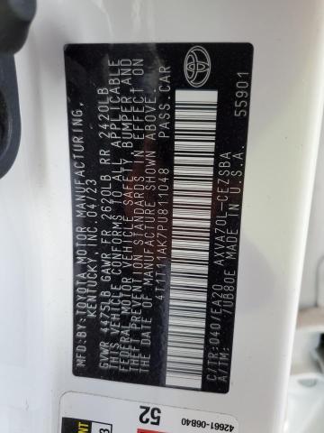 4T1T11AK7PU811048 - 2023 TOYOTA CAMRY SE NIGHT SHADE WHITE photo 12