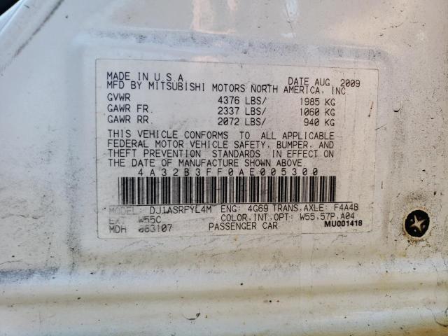 4A32B3FF0AE005300 - 2010 MITSUBISHI GALANT ES WHITE photo 12