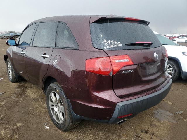 2HNYD28219H532921 - 2009 ACURA MDX BURGUNDY photo 2