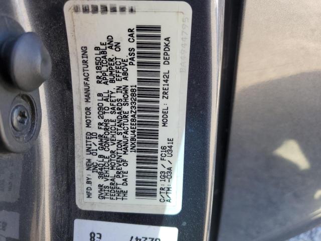 1NXBU4EE8AZ332881 - 2010 TOYOTA COROLLA BASE GRAY photo 12