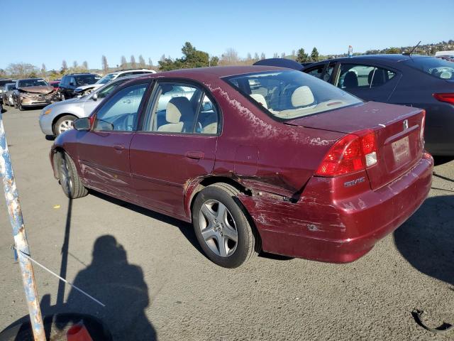 2HGES26754H562110 - 2004 HONDA CIVIC EX BURGUNDY photo 2