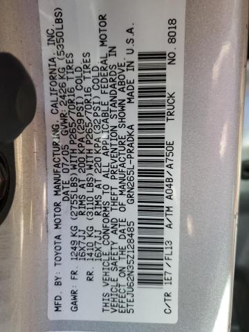 5TEJU62N35Z128485 - 2005 TOYOTA TACOMA DOUBLE CAB PRERUNNER SILVER photo 12