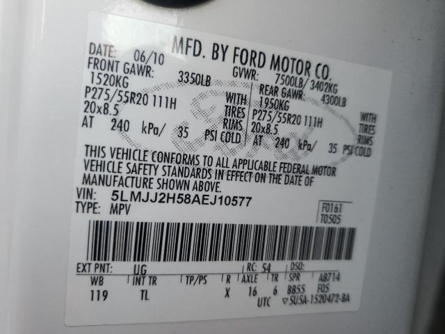 5LMJJ2H58AEJ10577 - 2010 LINCOLN NAVIGATOR WHITE photo 13