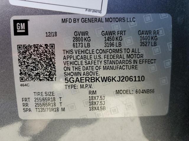 5GAERBKW6KJ206110 - 2019 BUICK ENCLAVE ESSENCE 灰色 照片 14