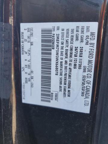 2MEFM75W3WX668078 - 1998 MERCURY GRAND MARQ LS BLACK photo 12