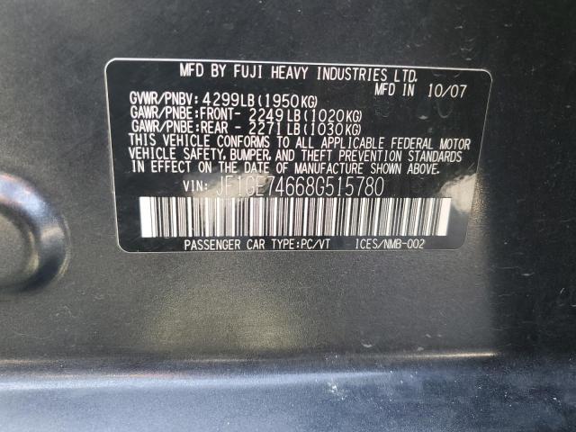 JF1GE74668G515780 - 2008 SUBARU IMPREZA WRX CHARCOAL photo 12