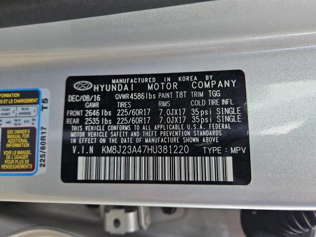 KM8J23A47HU381220 - 2017 HYUNDAI TUCSON SE GRAY photo 10