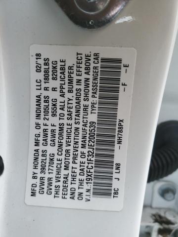 19XFC1F32JE200539 - 2018 HONDA CIVIC EX WHITE photo 13