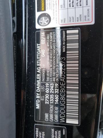 WDDUG8CB0EA052373 - 2014 MERCEDES-BENZ S 550 BLACK photo 12