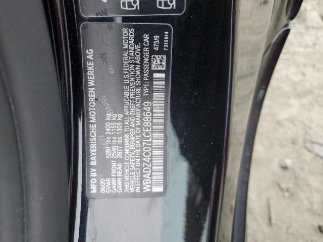 WBADZ4C07LCE88649 - 2020 BMW 840XI BLACK photo 12