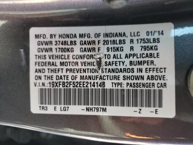 19XFB2F52EE214148 - 2014 HONDA CIVIC LX GRAY photo 13