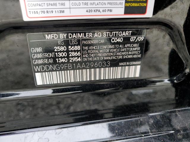 WDDNG9FB1AA296033 - 2010 MERCEDES-BENZ S 400 BLACK photo 12