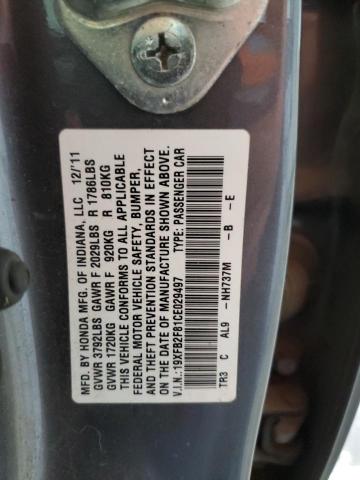 19XFB2F81CE029497 - 2012 HONDA CIVIC EX GRAY photo 13