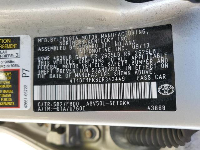 4T4BF1FK6ER343449 - 2014 TOYOTA CAMRY L GOLD photo 12