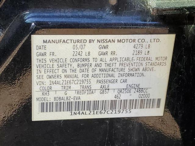 1N4AL21E67C219755 - 2007 NISSAN ALITMA 2.5 BLACK photo 12