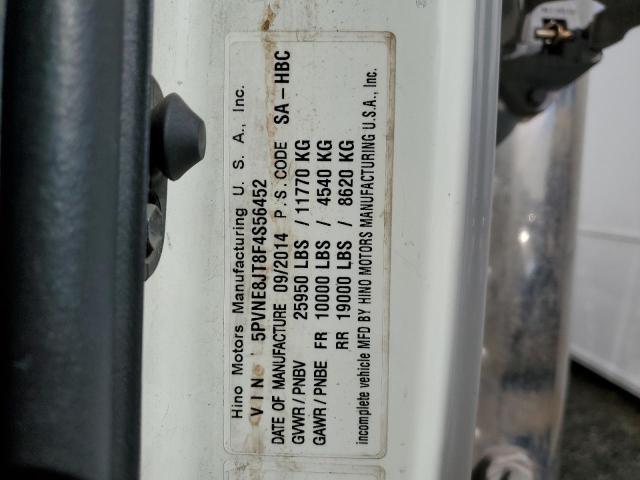 5PVNE8JT8F4S56452 - 2015 HINO 258/268 WHITE photo 10