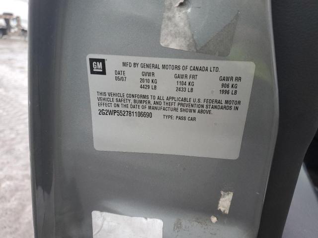 2G2WP552781106690 - 2008 PONTIAC GRAND PRIX 灰色 照片 12