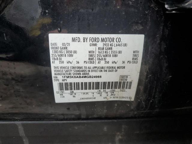 1FM5K8AB4MGB24988 - 2021 FORD EXPLORER POLICE INTERCEPTOR BLACK photo 13