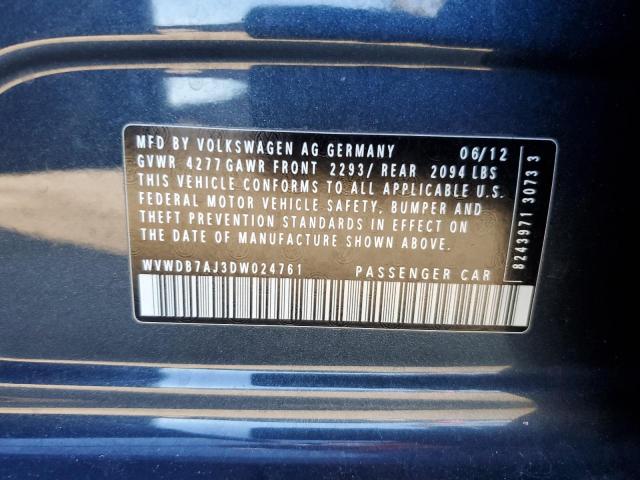 WVWDB7AJ3DW024761 - 2013 VOLKSWAGEN GOLF ლურჯი ფოტო 13